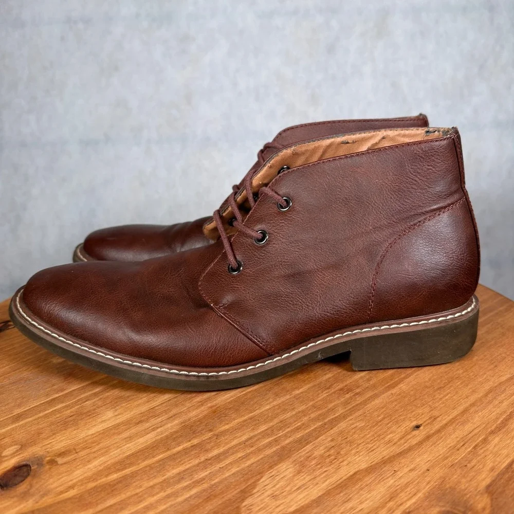 Guess Joey Chukka Boots Mens 9 Brown Good Faux Leather Lace Up Ankle GMJOEYS-R